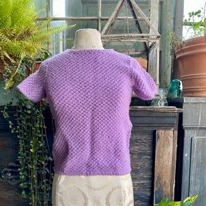 Vintage Hand Knit Lavender Short Sleeve Sweater